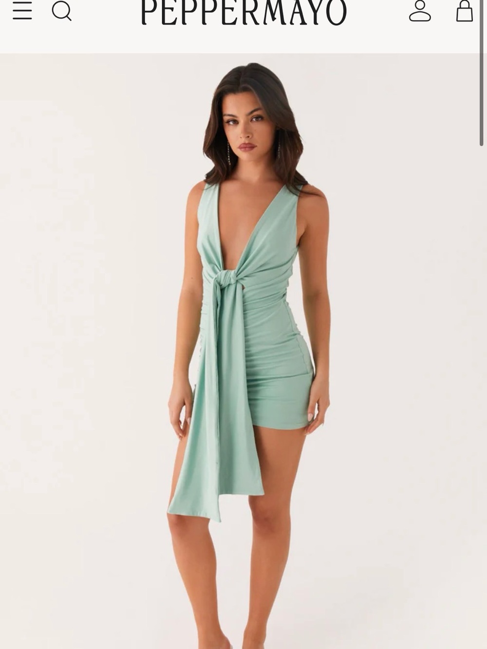 Peppermayo Mint Green Mini Dress with Front Tie
